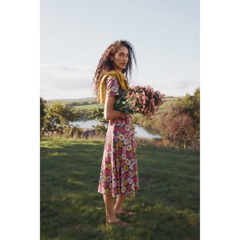 Seasalt Cornwall S/S April Dress - Painted Asters Maritime image number 3